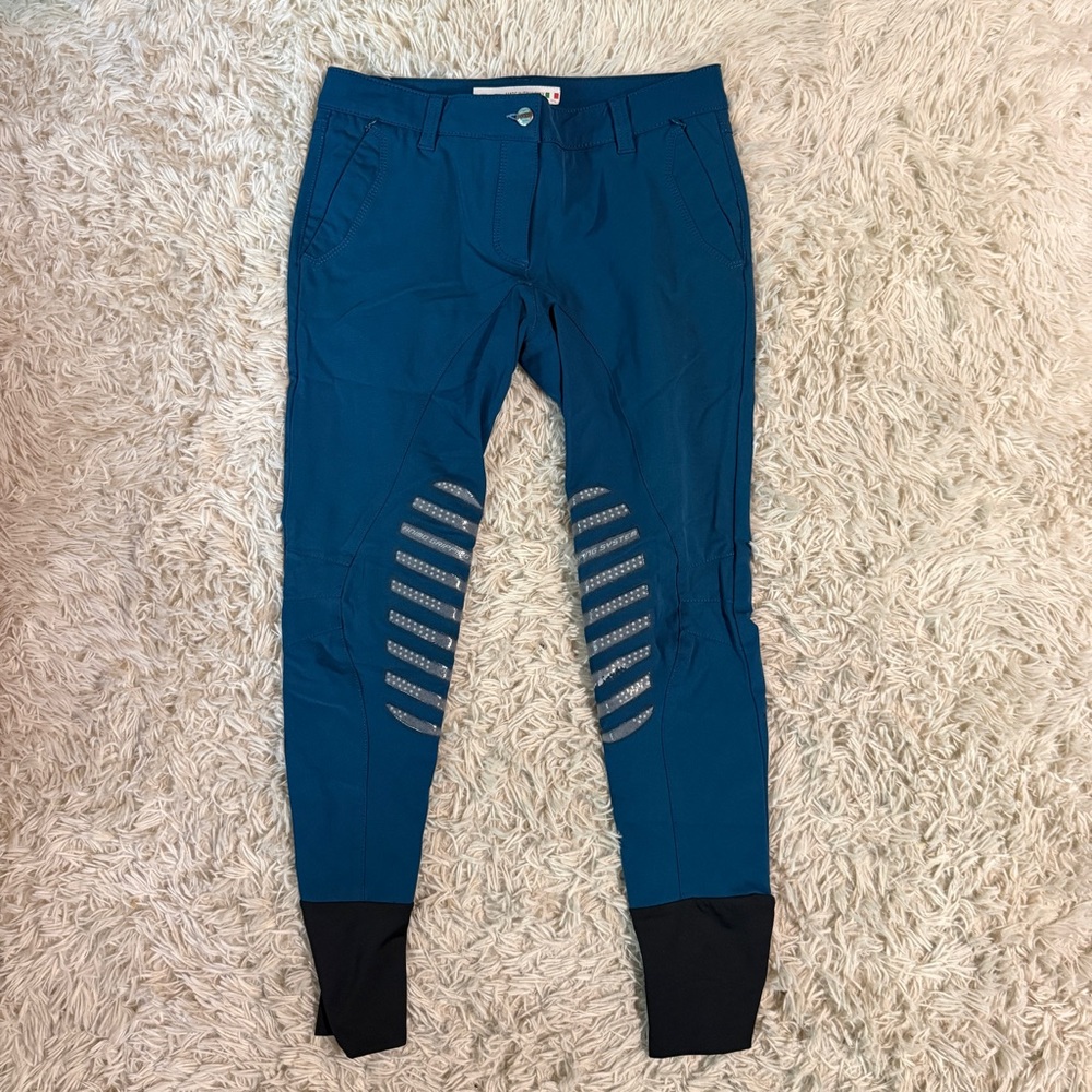 Women’s Size IT42 Blue Animo Knee Patch Horseback Riding Breeches. Good Cond. - Picture 2 of 7
